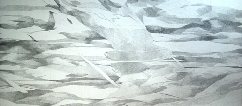 Caleb Kayin. Untitled, 2009. graphite on paper. 60 x 160 inches.
