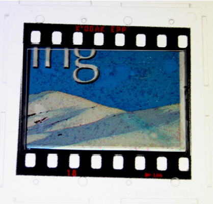 Clearchannel. 2007. mixed media transparency. 2 x 2 inches.
