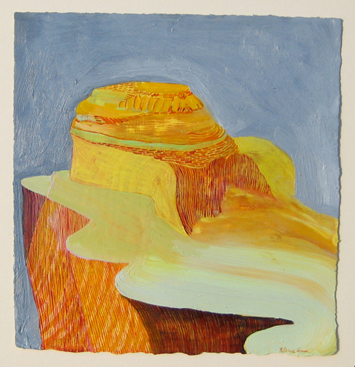 Rebecca Suss. Slope, 2008. oil on paper. 8 x 7.5 inches.