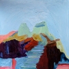 Rebecca Suss. Twin Plateaus, 2008. oil on paper. 7 x 7 inches