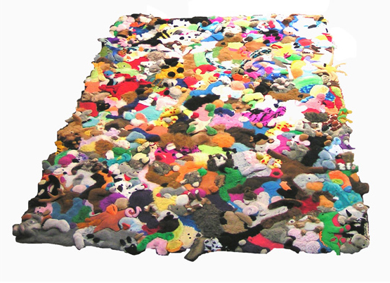 Mary Johnson. Nightingale Rug. 2007. Dog toy pelts and squeakers. 5 x 7 feet.