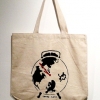 Liz Suda. Empire Clock. Cloth bag with silkscreen print by Suda.