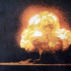Walker Waugh. LIFE Magazine July 1945 (detail). Color photograph of explosion of first atomic bomb, New Mexico.