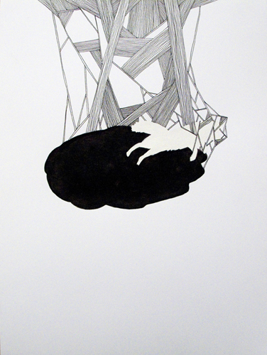 Sarah Hardesty. The Inevitable, 2009. Acrylic & ink on paper. 12 x 9 inches.